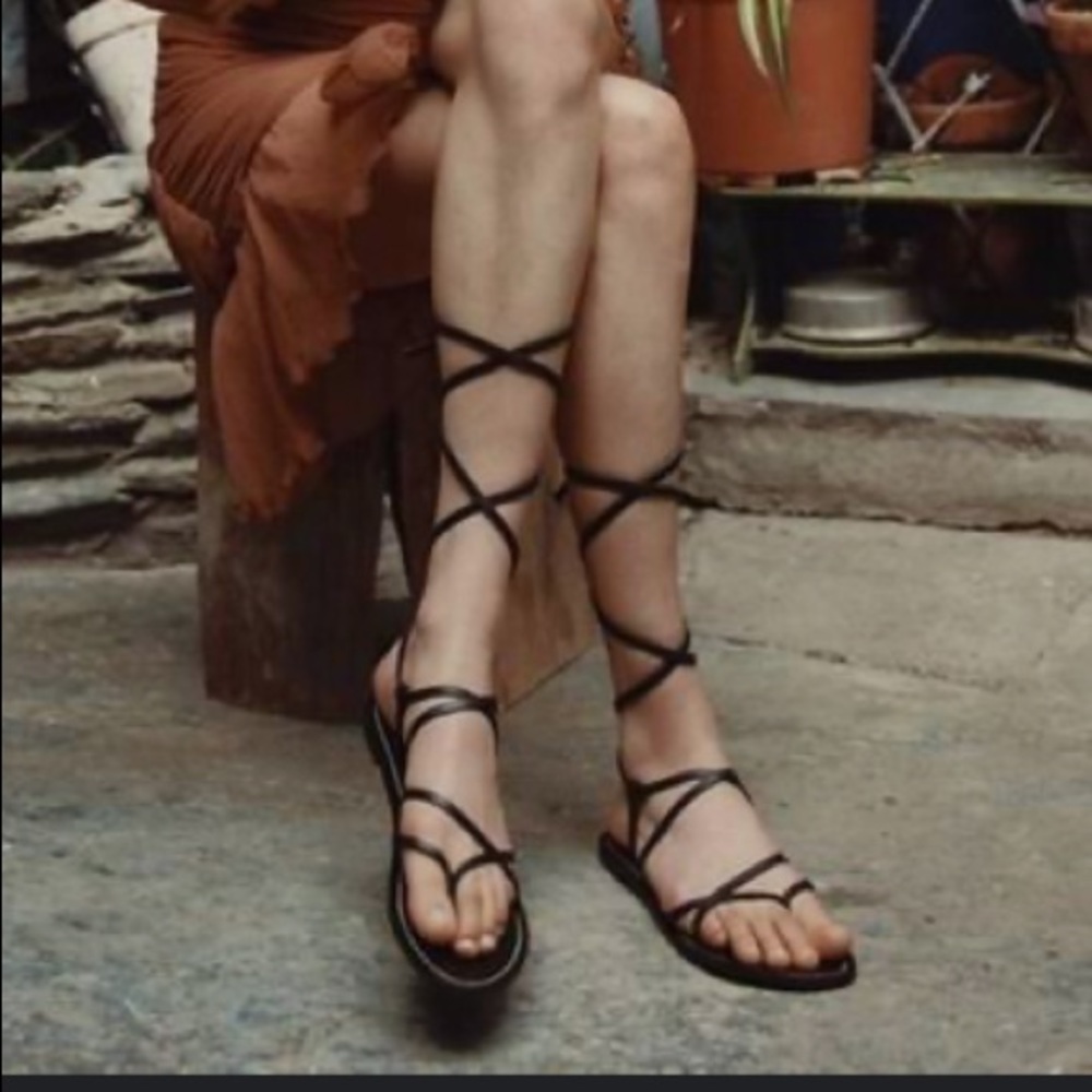 Zara black lace up sandals